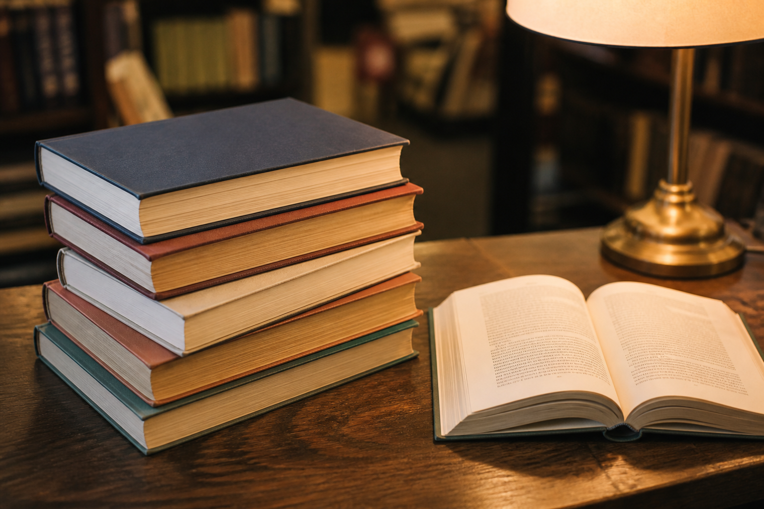 Stack of hardcover novels at Tiger Online Book
